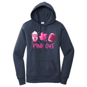 Pink Out Breast Cancer Awareness Day Pumpkin Spice Football Gift Women's Pullover Hoodie