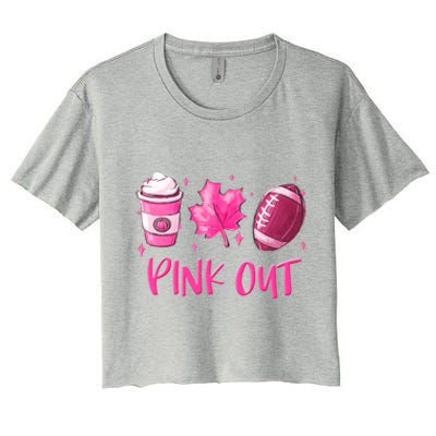 Pink Out Breast Cancer Awareness Day Pumpkin Spice Football Gift Women's Crop Top Tee