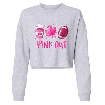 Pink Out Breast Cancer Awareness Day Pumpkin Spice Football Gift Cropped Pullover Crew