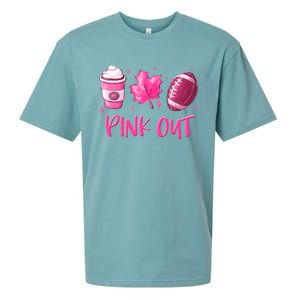 Pink Out Breast Cancer Awareness Day Pumpkin Spice Football Gift Sueded Cloud Jersey T-Shirt