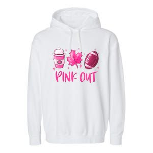 Pink Out Breast Cancer Awareness Day Pumpkin Spice Football Gift Garment-Dyed Fleece Hoodie