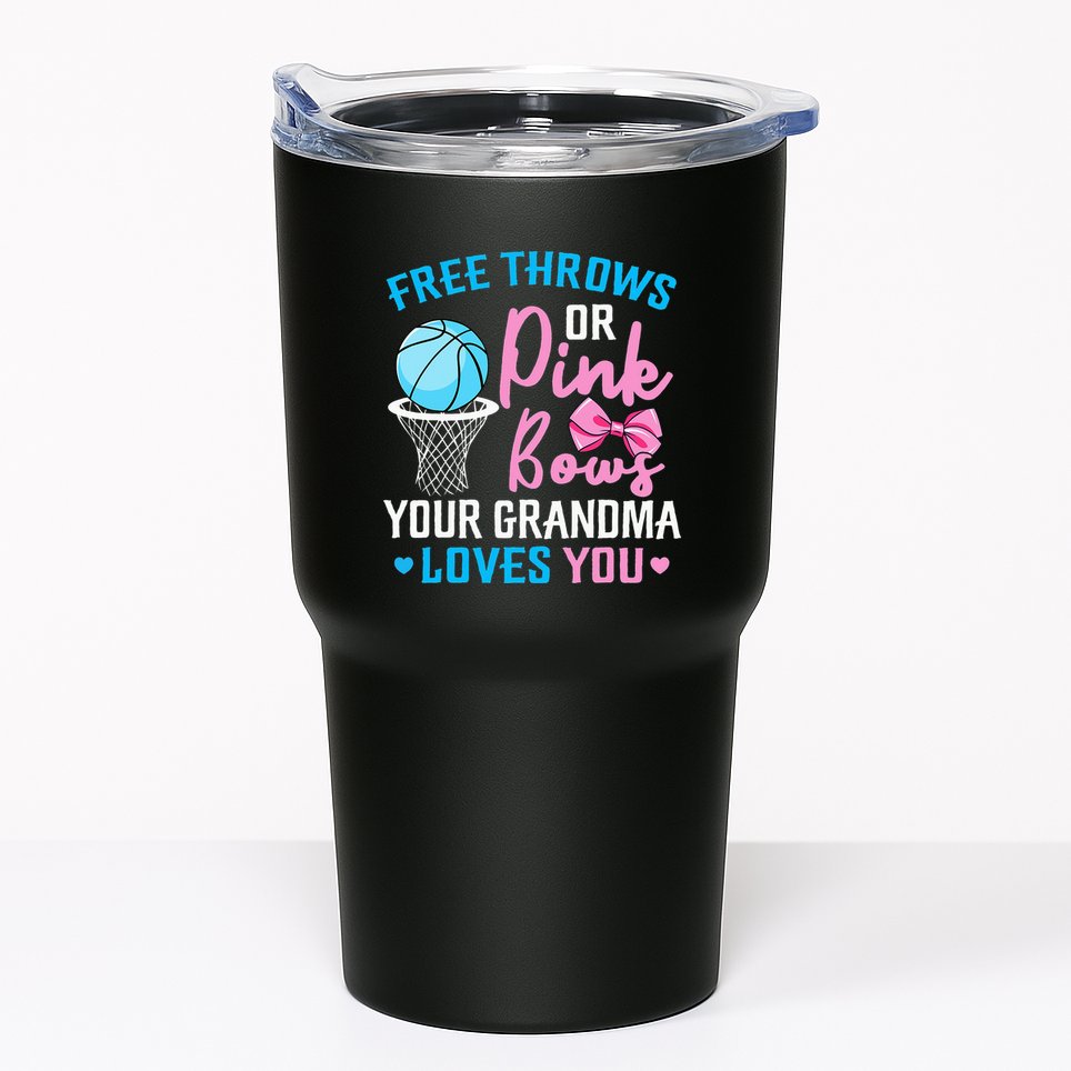 Pink or Blue Grandma Loves You Gender Reveal Mommy Tumbler