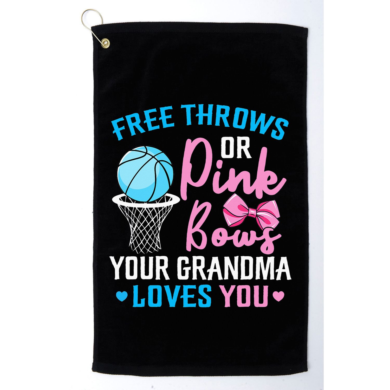 Pink or Blue Grandma Loves You Gender Reveal Mommy Golf Towel