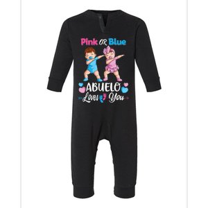 Pink Or Blue Abuelo Loves You Baby Gender Reveal Party Infant Fleece One Piece