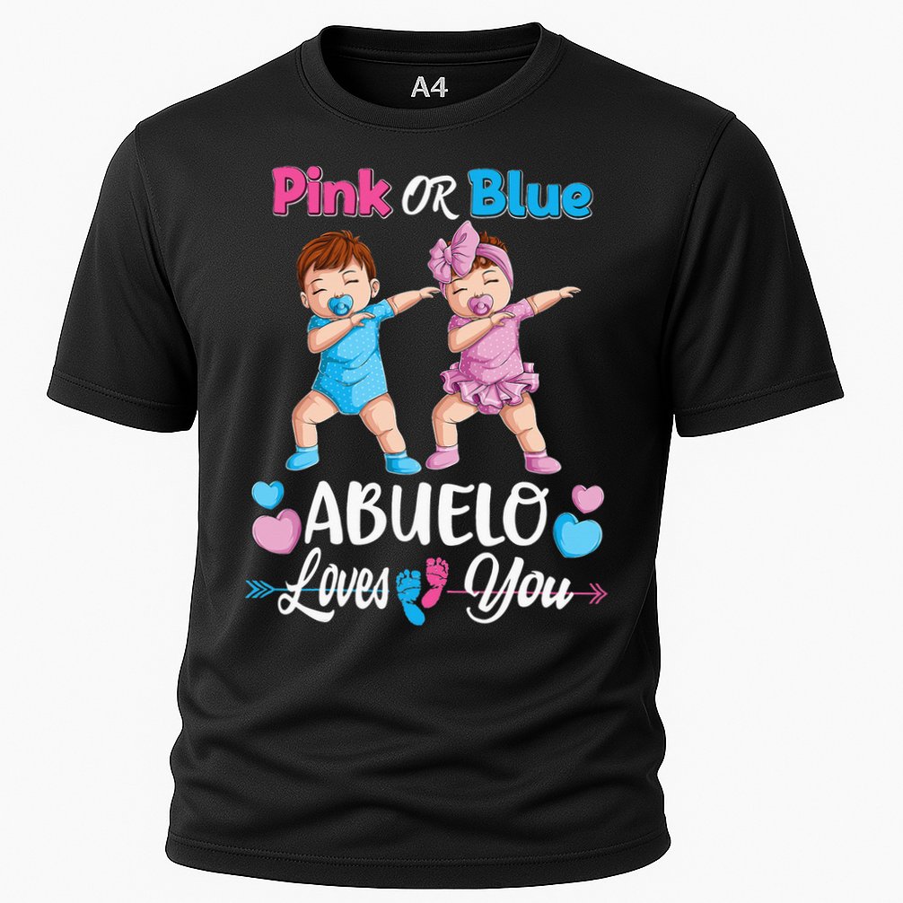 Pink Or Blue Abuelo Loves You Baby Gender Reveal Party Cooling Performance Crew T-Shirt