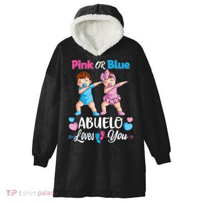 Pink Or Blue Abuelo Loves You Baby Gender Reveal Party Hooded Wearable Blanket