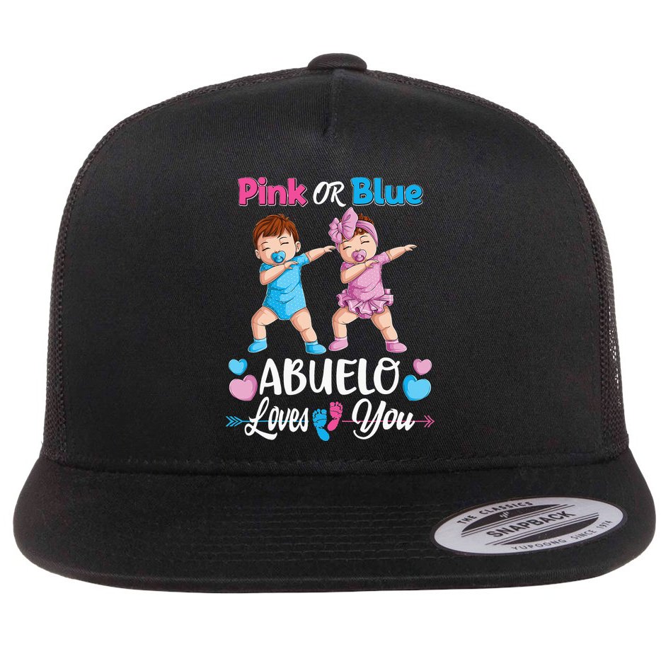 Pink Or Blue Abuelo Loves You Baby Gender Reveal Party Flat Bill Trucker Hat