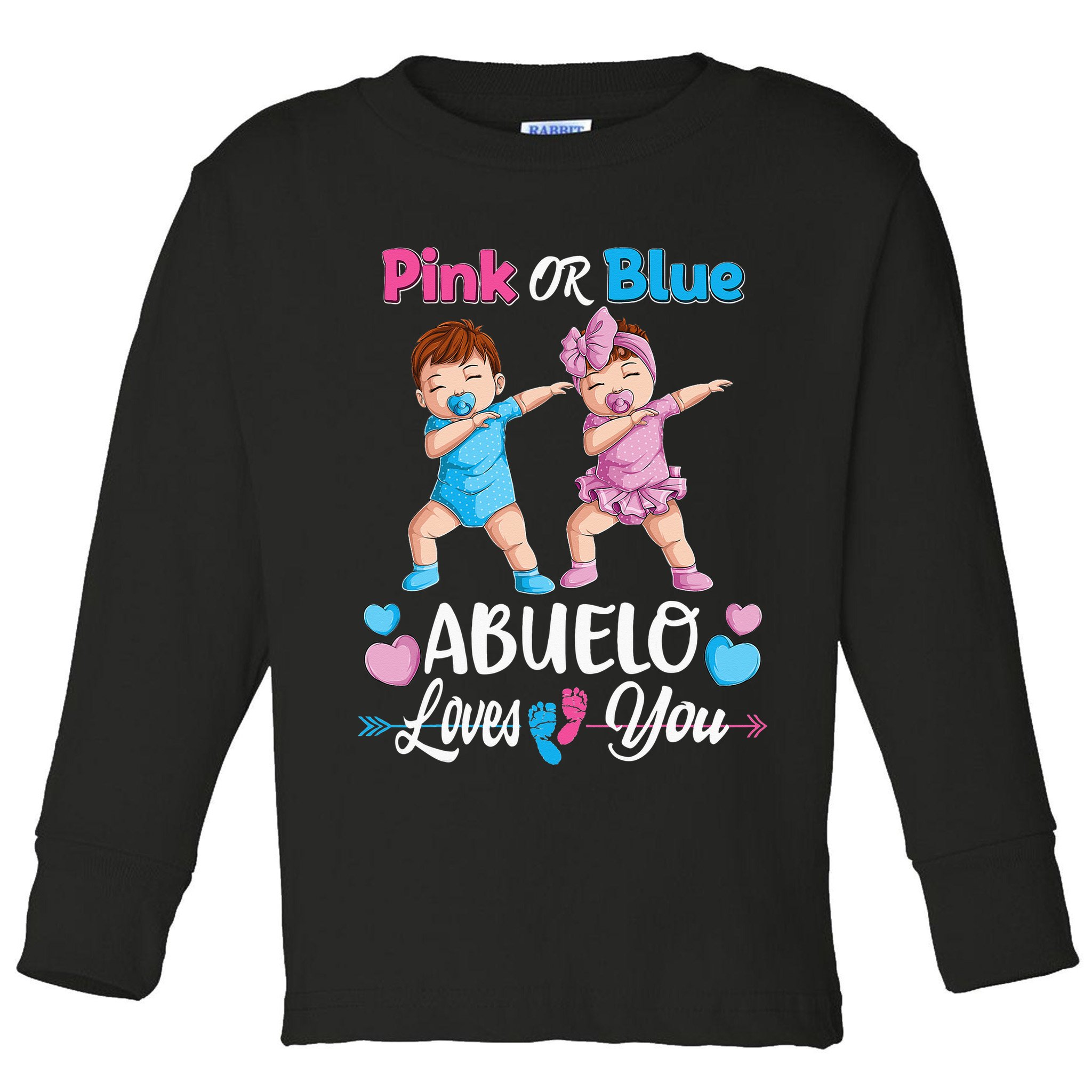 Pink Or Blue Abuelo Loves You Baby Gender Reveal Party Toddler Long Sleeve Shirt
