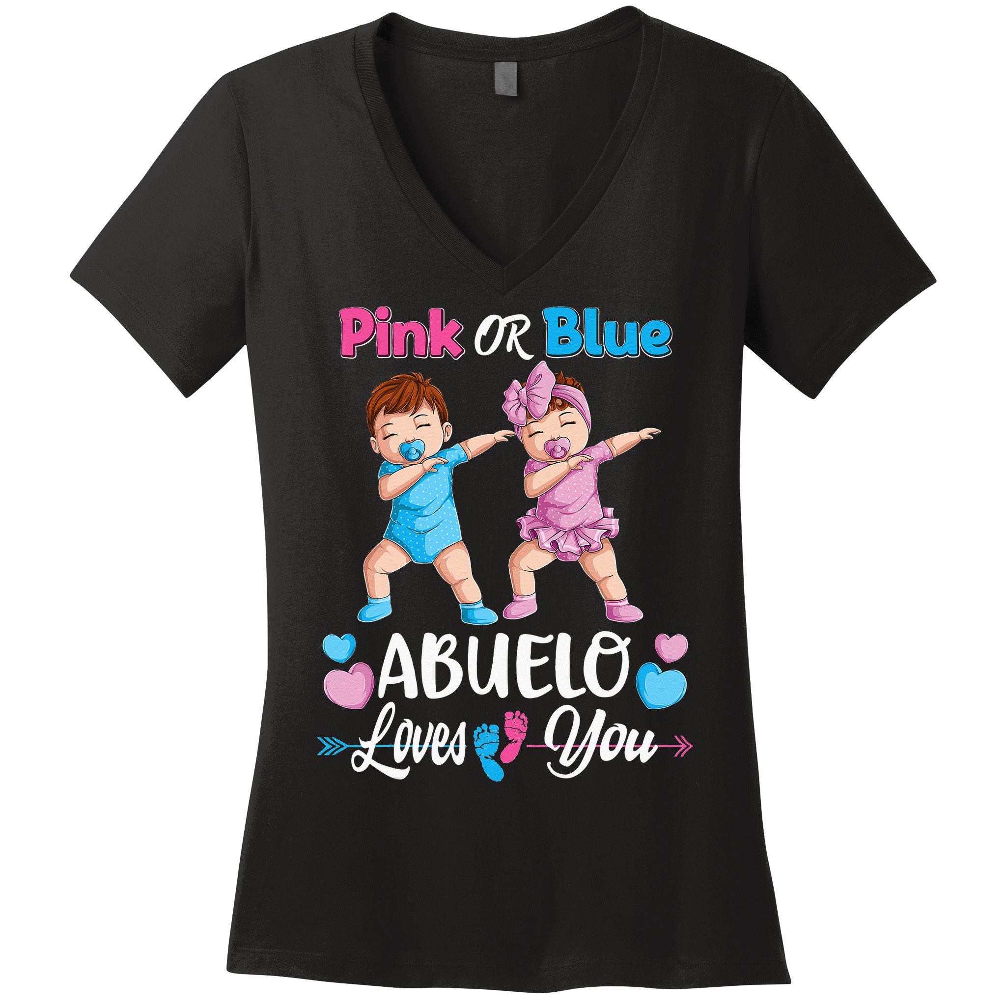 Pink Or Blue Abuelo Loves You Baby Gender Reveal Party Women's V-Neck T-Shirt