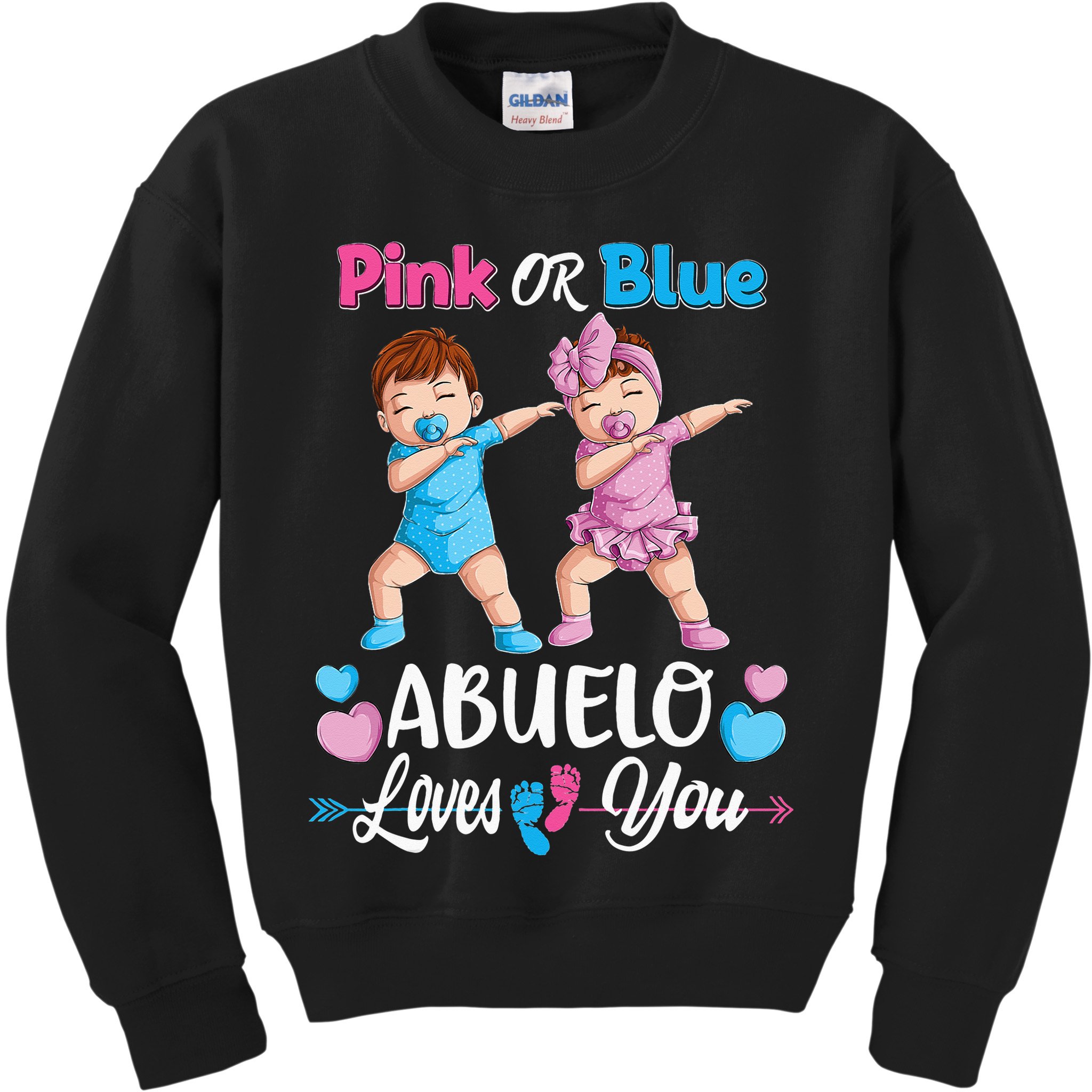 Pink Or Blue Abuelo Loves You Baby Gender Reveal Party Kids Sweatshirt
