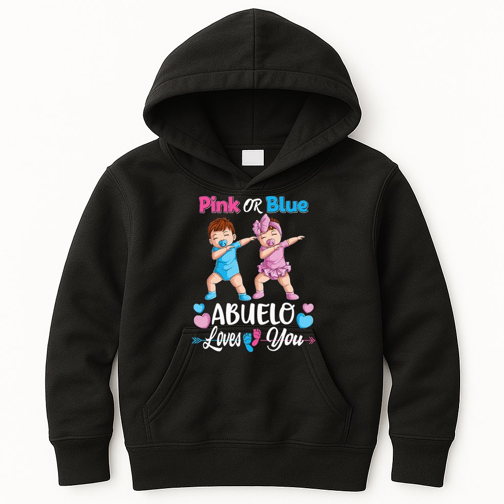 Pink Or Blue Abuelo Loves You Baby Gender Reveal Party Kids Hoodie