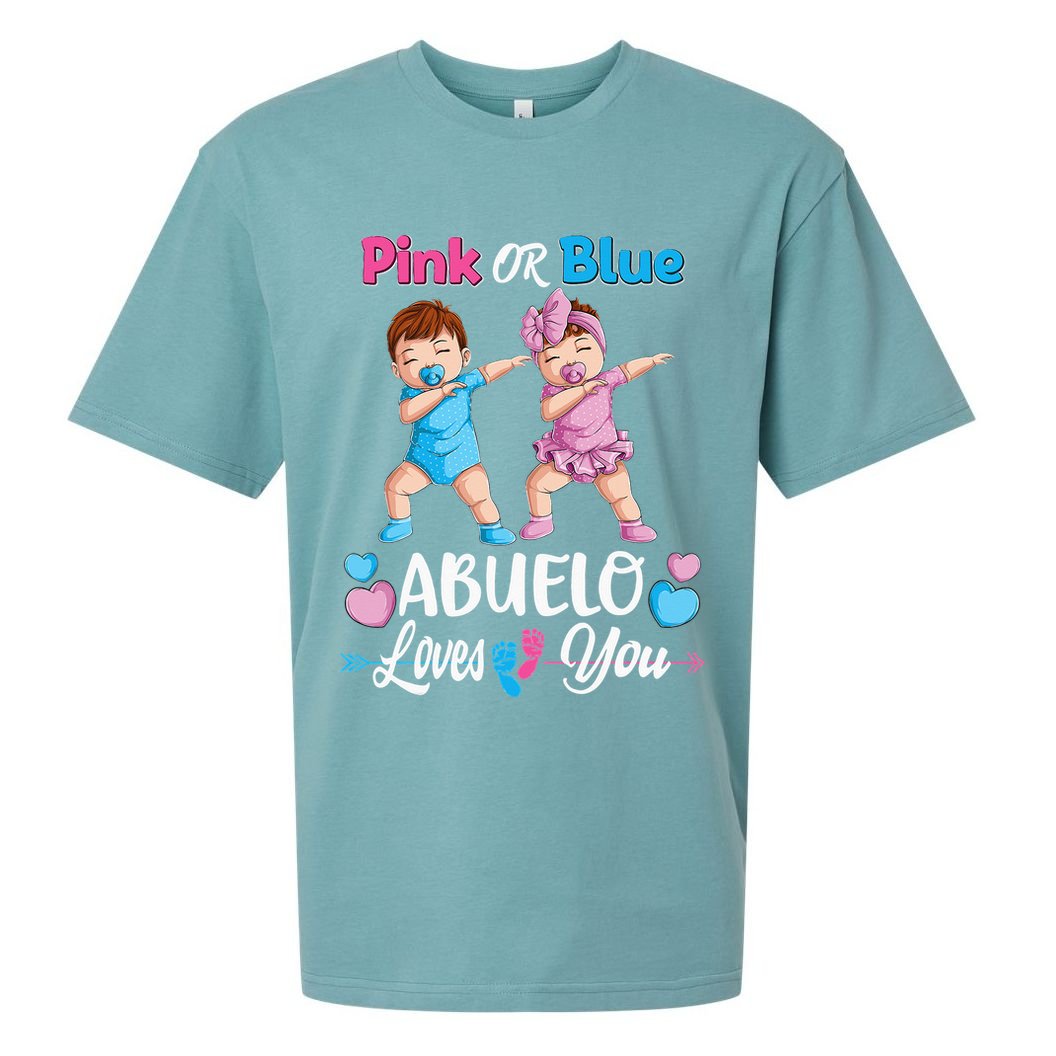 Pink Or Blue Abuelo Loves You Baby Gender Reveal Party Sueded Cloud Jersey T-Shirt