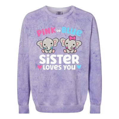 Pink Or Blue Sister Loves You Funny Gender Reveal Colorblast Crewneck Sweatshirt