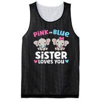 Pink Or Blue Sister Loves You Funny Gender Reveal Mesh Reversible Basketball Jersey Tank