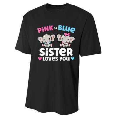 Pink Or Blue Sister Loves You Funny Gender Reveal Performance Sprint T-Shirt