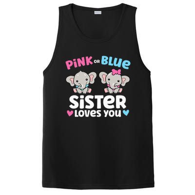 Pink Or Blue Sister Loves You Funny Gender Reveal PosiCharge Competitor Tank