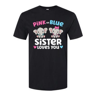 Pink Or Blue Sister Loves You Funny Gender Reveal Softstyle CVC T-Shirt