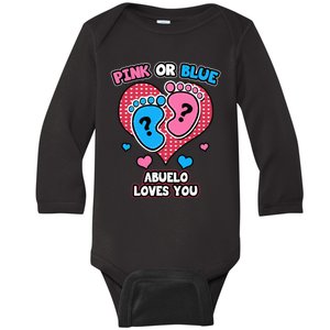 Pink Or Blue Abuelo Loves You Gender Reveal Announcement Baby Long Sleeve Bodysuit