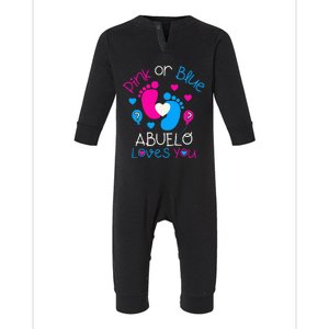 Pink Or Blue Abuelo Loves You Baby Gender Reveal Party Infant Fleece One Piece