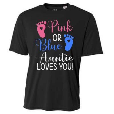 Pink or Blue Auntie Loves You Funny Gender Reveal Party Cooling Performance Crew T-Shirt