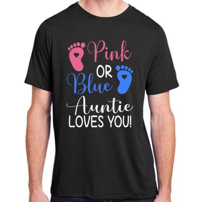 Pink or Blue Auntie Loves You Funny Gender Reveal Party Adult ChromaSoft Performance T-Shirt