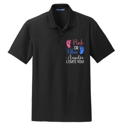 Pink or Blue Auntie Loves You Funny Gender Reveal Party Dry Zone Grid Polo