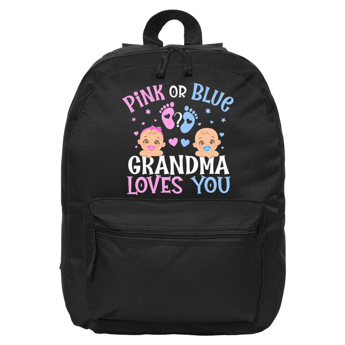 Pink Or Blue Gender Reveal Grandma Loves You 16 in Basic Backpack