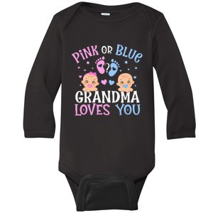 Pink Or Blue Gender Reveal Grandma Loves You Baby Long Sleeve Bodysuit