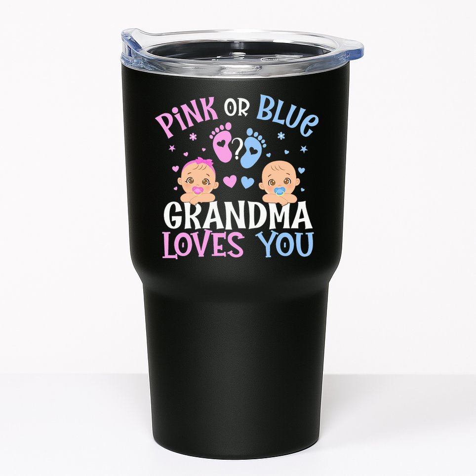 Pink Or Blue Gender Reveal Grandma Loves You Tumbler