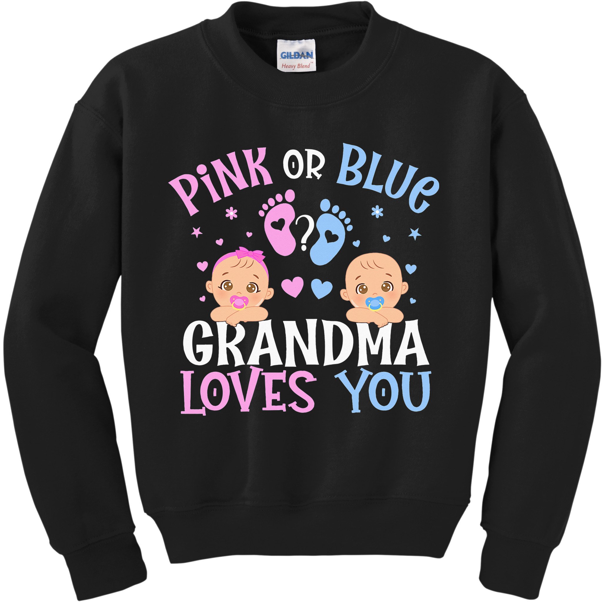 Pink Or Blue Gender Reveal Grandma Loves You Kids Sweatshirt