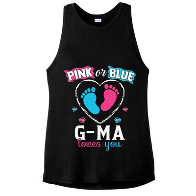 Pink Or Blue Gma Loves You Baby Gender Reveal Gma Ladies PosiCharge Tri-Blend Wicking Tank