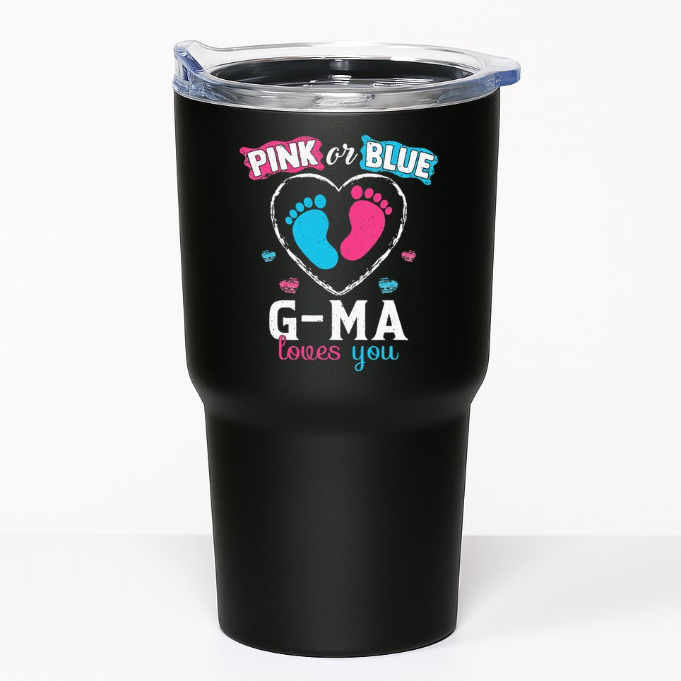 Pink Or Blue Gma Loves You Baby Gender Reveal Gma Tumbler