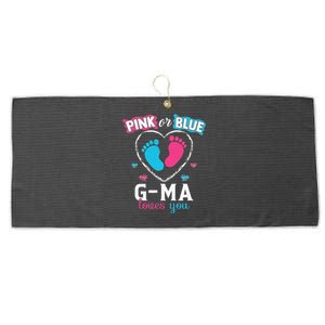 Pink Or Blue Gma Loves You Baby Gender Reveal Gma Large Microfiber Waffle Golf Towel