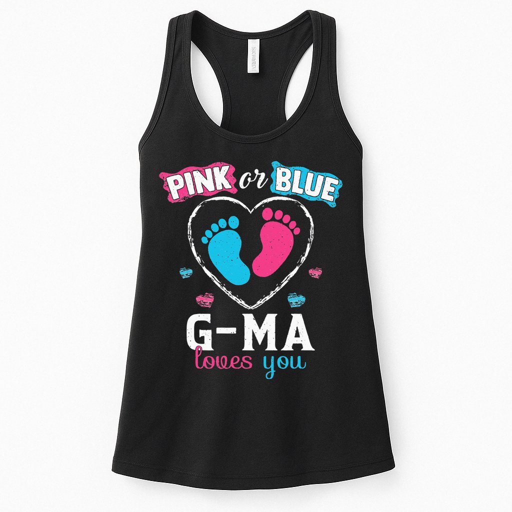 Pink Or Blue Gma Loves You Baby Gender Reveal Gma Womens Tank Top