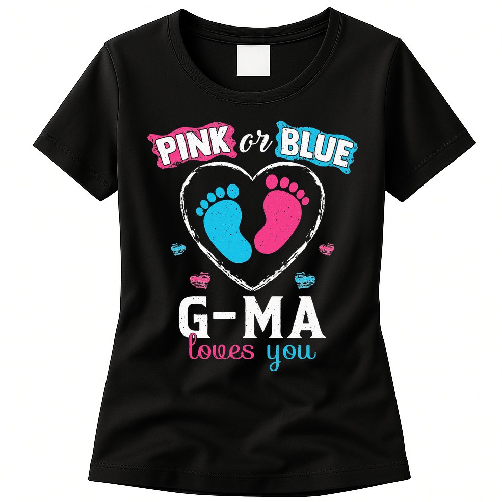 Pink Or Blue Gma Loves You Baby Gender Reveal Gma Womens T-Shirt