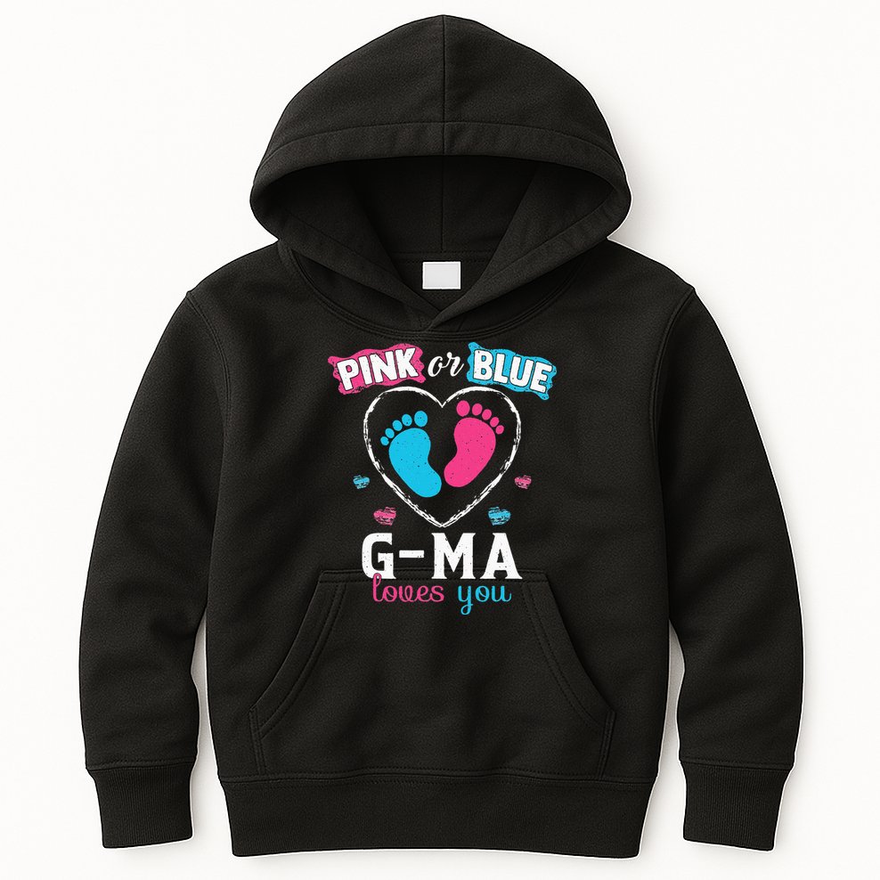 Pink Or Blue Gma Loves You Baby Gender Reveal Gma Kids Hoodie