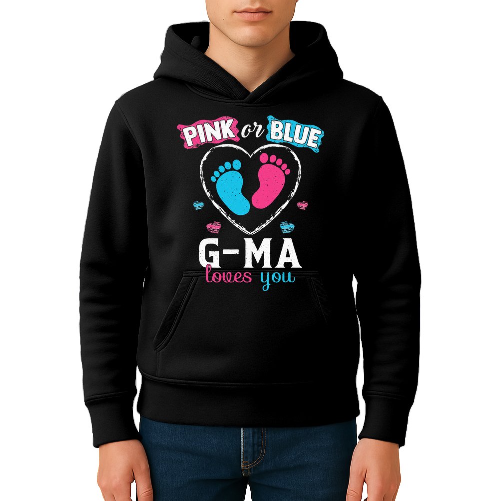 Pink Or Blue Gma Loves You Baby Gender Reveal Gma Kids Hoodie
