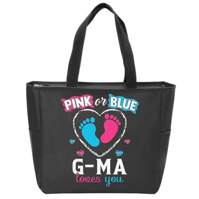 Pink Or Blue Gma Loves You Baby Gender Reveal Gma Zip Tote Bag