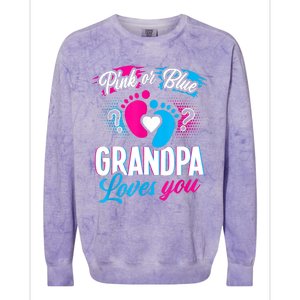 Pink Or Blue Grandpa Loves You Shirt Gender Reveal Baby Colorblast Crewneck Sweatshirt