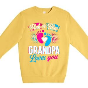 Pink Or Blue Grandpa Loves You Shirt Gender Reveal Baby Premium Crewneck Sweatshirt