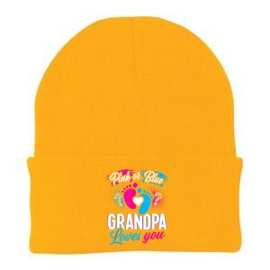 Pink Or Blue Grandpa Loves You Shirt Gender Reveal Baby Knit Cap Winter Beanie