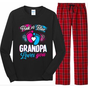 Pink Or Blue Grandpa Loves You Shirt Gender Reveal Baby Long Sleeve Pajama Set