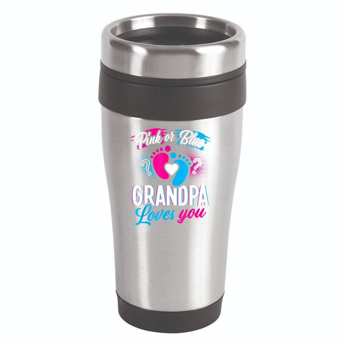 Pink Or Blue Grandpa Loves You Shirt Gender Reveal Baby 16oz Travel Tumbler