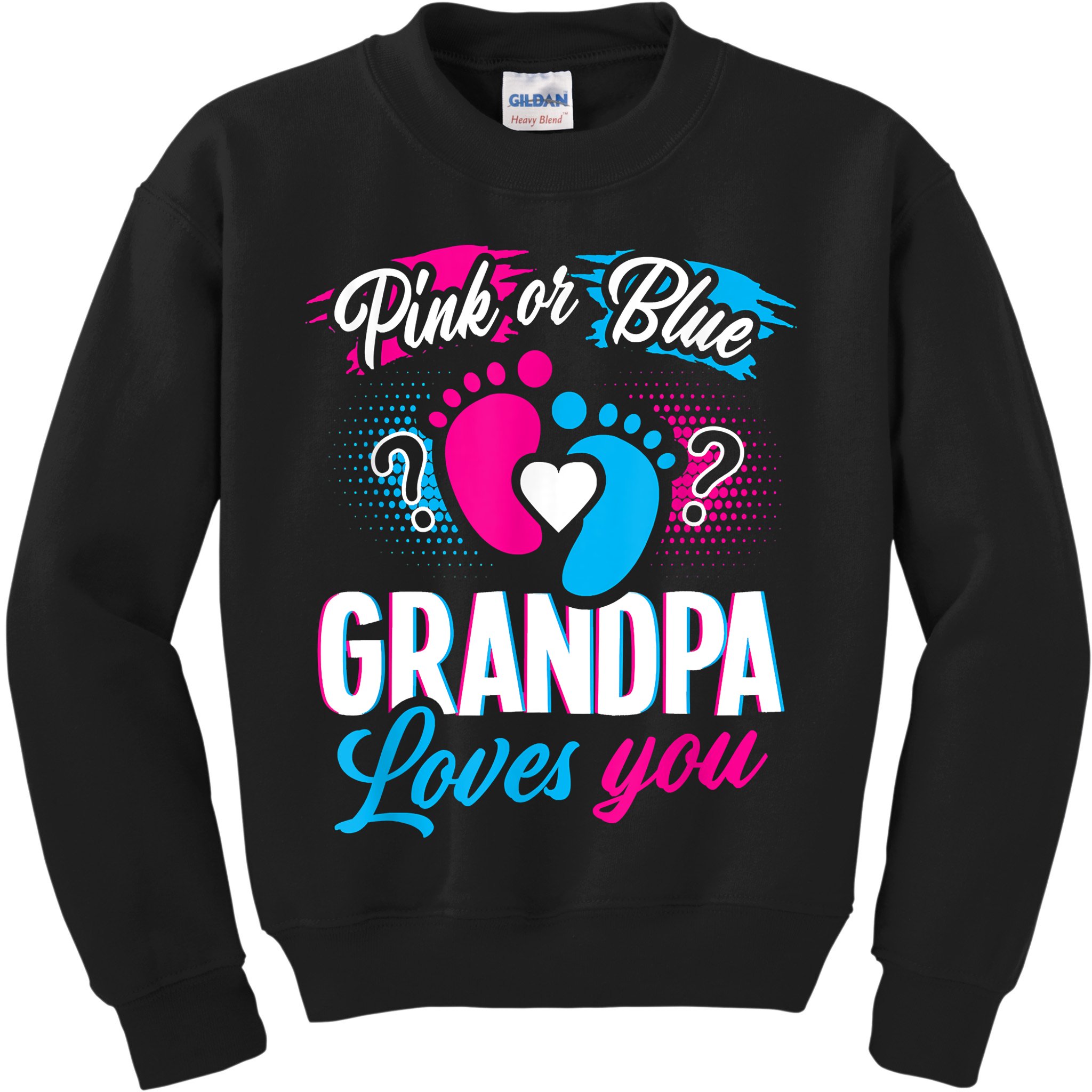 Pink Or Blue Grandpa Loves You Shirt Gender Reveal Baby Kids Sweatshirt