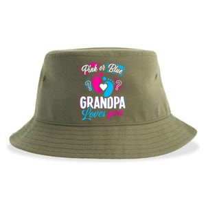 Pink Or Blue Grandpa Loves You Shirt Gender Reveal Baby Sustainable Bucket Hat