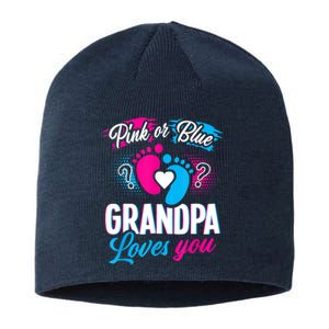 Pink Or Blue Grandpa Loves You Shirt Gender Reveal Baby Sustainable Beanie