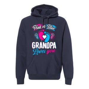 Pink Or Blue Grandpa Loves You Shirt Gender Reveal Baby Premium Hoodie