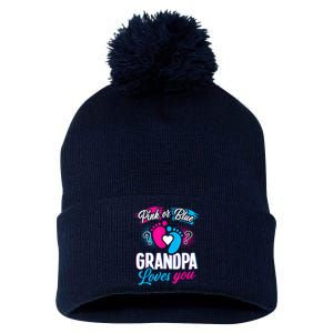 Pink Or Blue Grandpa Loves You Shirt Gender Reveal Baby Pom Pom 12in Knit Beanie