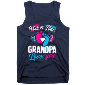 Pink Or Blue Grandpa Loves You Shirt Gender Reveal Baby Tank Top