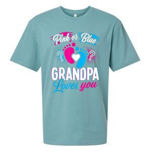 Pink Or Blue Grandpa Loves You Shirt Gender Reveal Baby Sueded Cloud Jersey T-Shirt